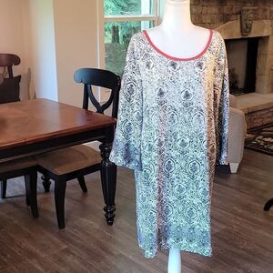 Lime Chili Black and White with Red Neckline Midi Dress